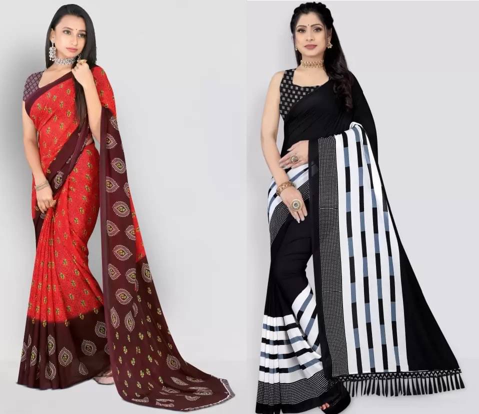 Vibhagyaa Georgette Printed Saree With Unstitched Blouse Piece ( Multicolor )     			Vibhagyaa Georgette Printed Saree With Unstitched Blouse Piece ( Multicolor )