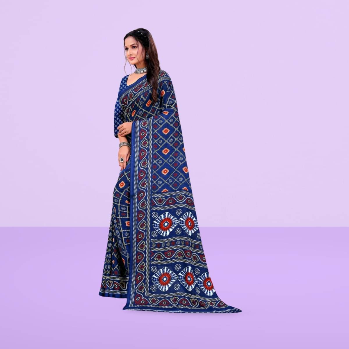 Vibhagyaa Georgette Printed Saree With Unstitched Blouse Piece ( Blue ) Vibhagyaa Georgette Printed Saree With Unstitched Blouse Piece ( Blue )