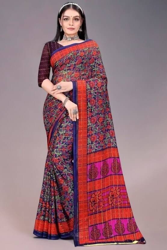 Vibhagyaa Georgette Printed Saree With Unstitched Blouse Piece ( Red ) Vibhagyaa Georgette Printed Saree With Unstitched Blouse Piece ( Red )