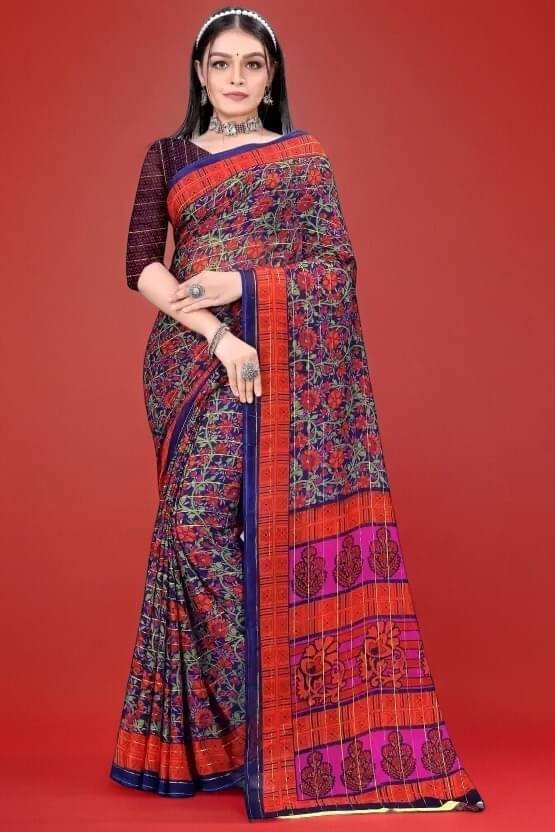 Vibhagyaa Georgette Printed Saree With Unstitched Blouse Piece ( Red ) Vibhagyaa Georgette Printed Saree With Unstitched Blouse Piece ( Red )