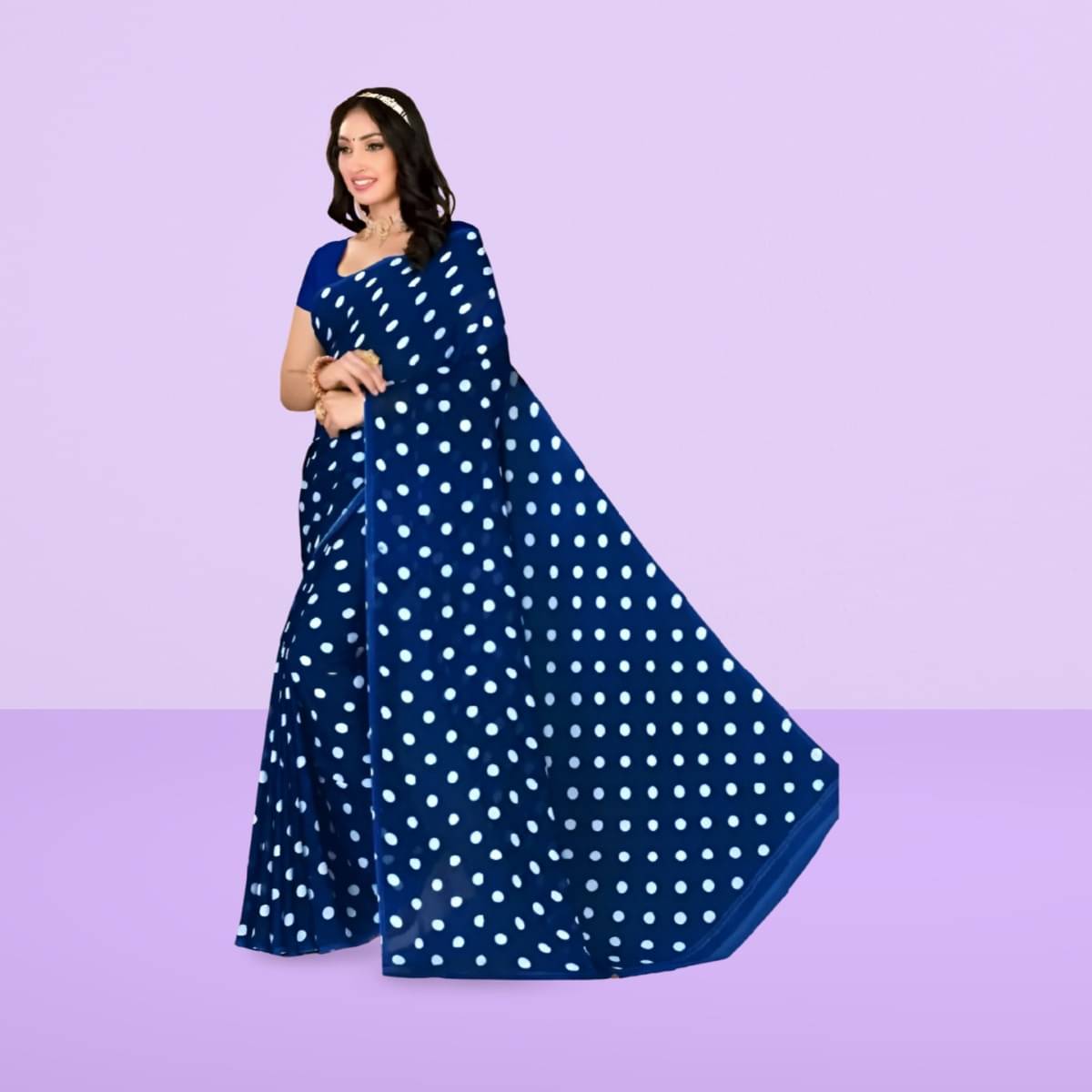 Vibhagyaa Georgette Printed Saree With Unstitched Blouse Piece ( Blue ) Vibhagyaa Georgette Printed Saree With Unstitched Blouse Piece ( Blue )