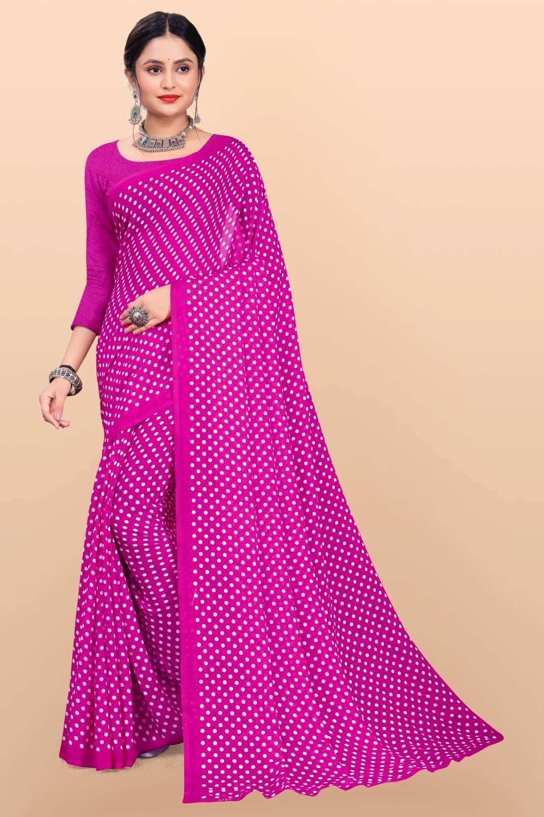 Vibhagyaa Georgette Printed Saree With Unstitched Blouse Piece ( Pink ) Vibhagyaa Georgette Printed Saree With Unstitched Blouse Piece ( Pink )