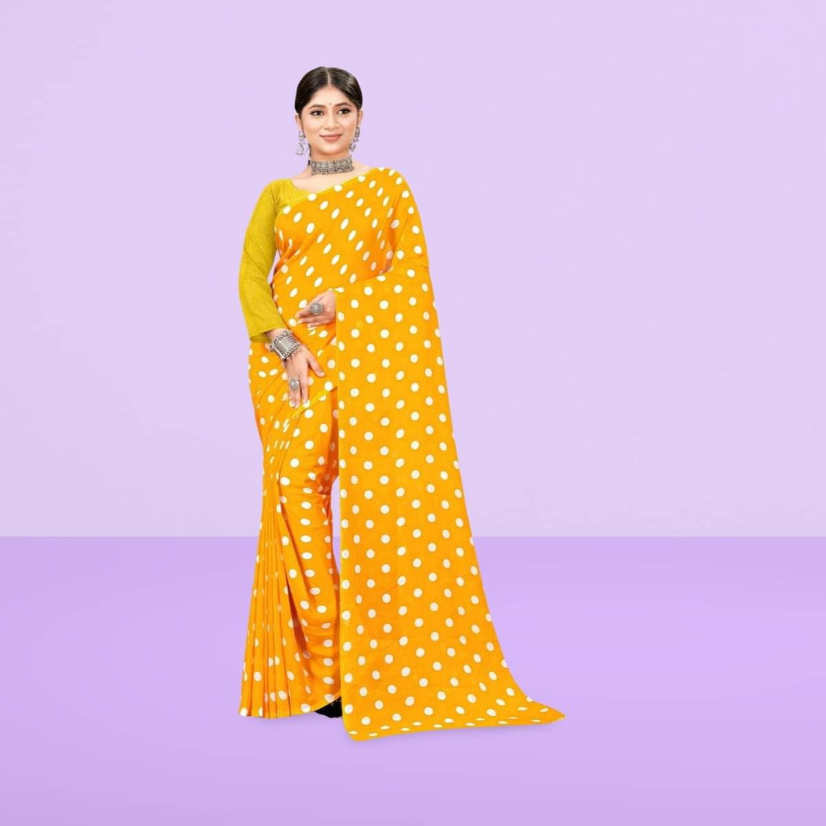 Vibhagyaa Georgette Printed Saree With Unstitched Blouse Piece ( Yellow ) Vibhagyaa Georgette Printed Saree With Unstitched Blouse Piece ( Yellow )
