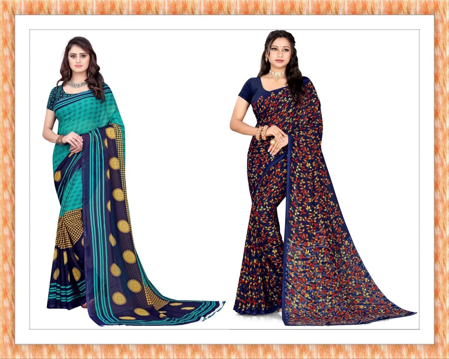 Vibhagyaa Georgette Printed Saree With Unstitched Blouse Piece ( Multicolor ) Vibhagyaa Georgette Printed Saree With Unstitched Blouse Piece ( Multicolor )