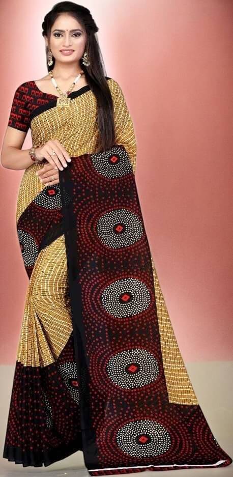 Vibhagyaa Georgette Printed Saree With Unstitched Blouse Piece ( Multicolor )     			Vibhagyaa Georgette Printed Saree With Unstitched Blouse Piece ( Multicolor )