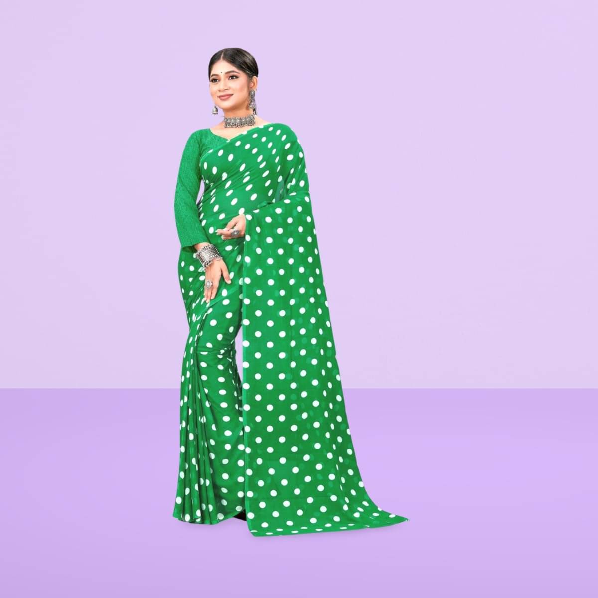Vibhagyaa Georgette Printed Saree With Unstitched Blouse Piece ( Green ) Vibhagyaa Georgette Printed Saree With Unstitched Blouse Piece ( Green )