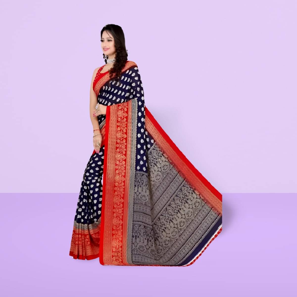Vibhagyaa Georgette Printed Saree With Unstitched Blouse Piece ( Multicolor )     			Vibhagyaa Georgette Printed Saree With Unstitched Blouse Piece ( Multicolor )