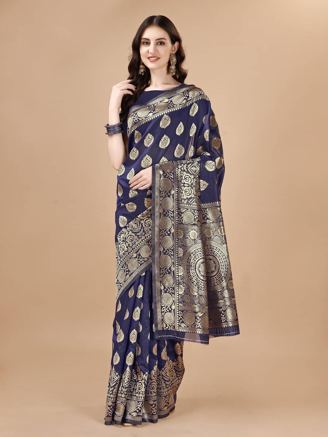 Vibhagyaa Silk Self Design Saree With Unstitched Blouse Piece ( Blue ) Vibhagyaa Silk Self Design Saree With Unstitched Blouse Piece ( Blue )