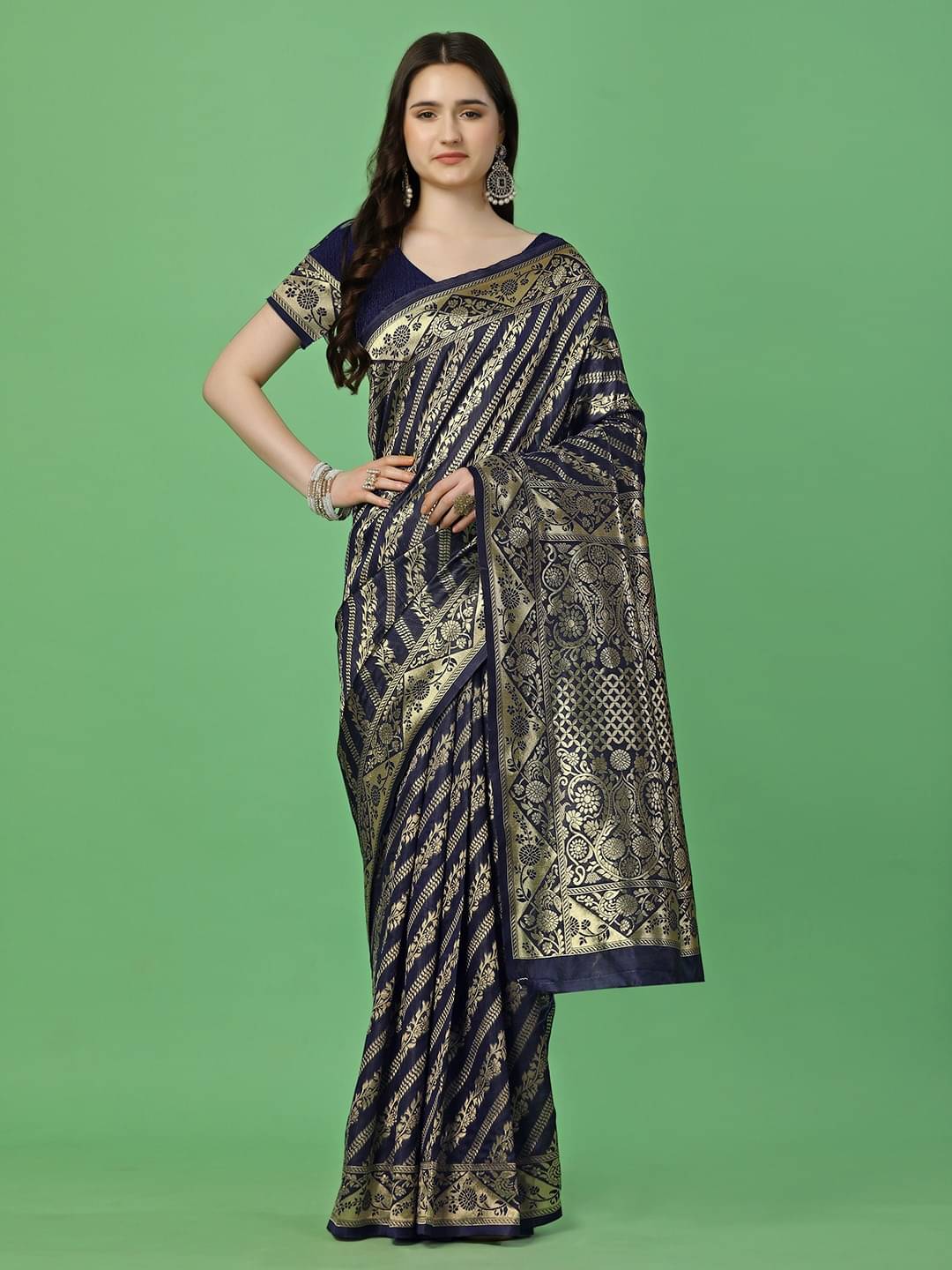Vibhagyaa Silk Self Design Saree With Unstitched Blouse Piece ( Blue ) Vibhagyaa Silk Self Design Saree With Unstitched Blouse Piece ( Blue )