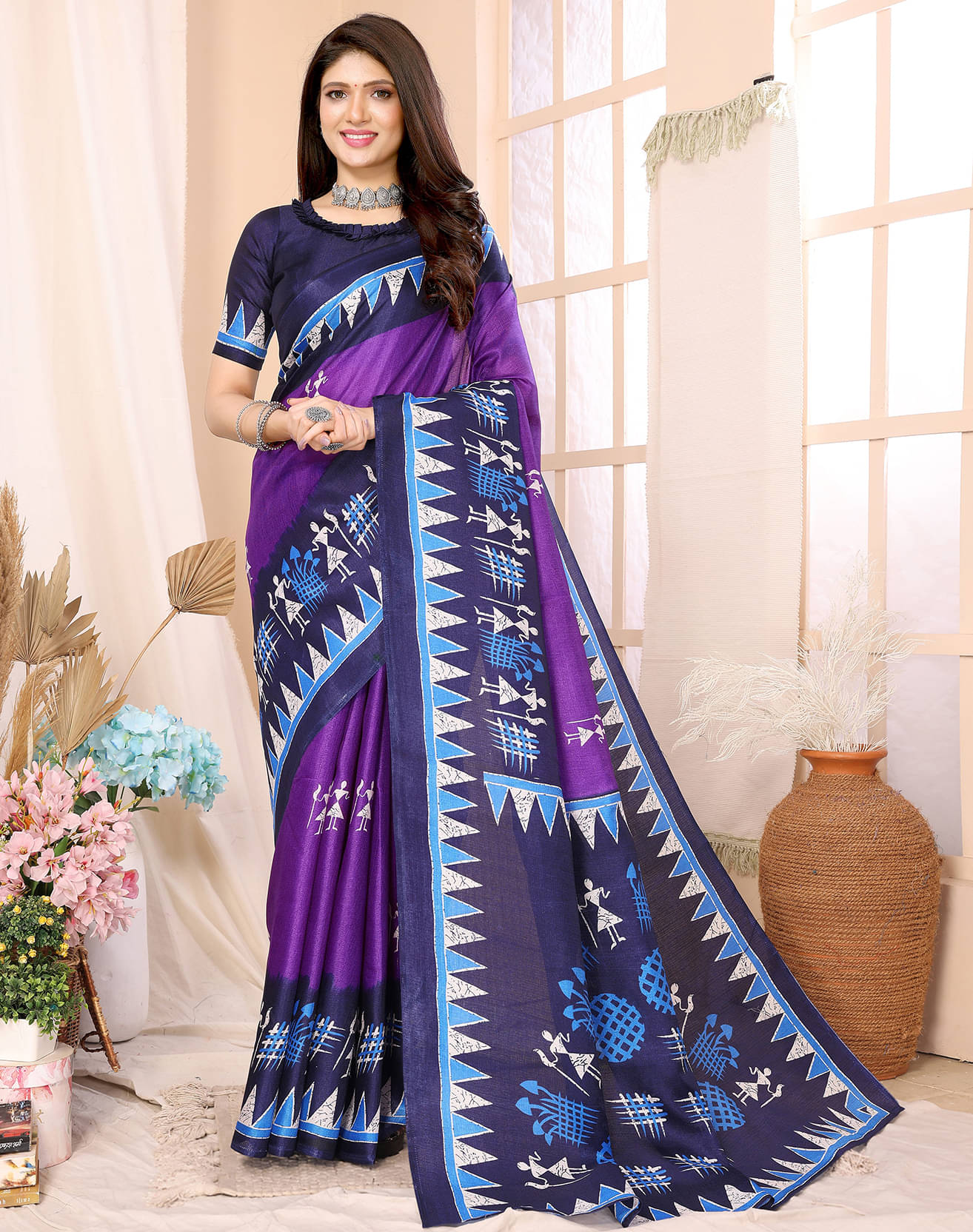 Yashika Art Silk Printed Saree With Unstitched Blouse Piece ( Purple ) Yashika Art Silk Printed Saree With Unstitched Blouse Piece ( Purple )