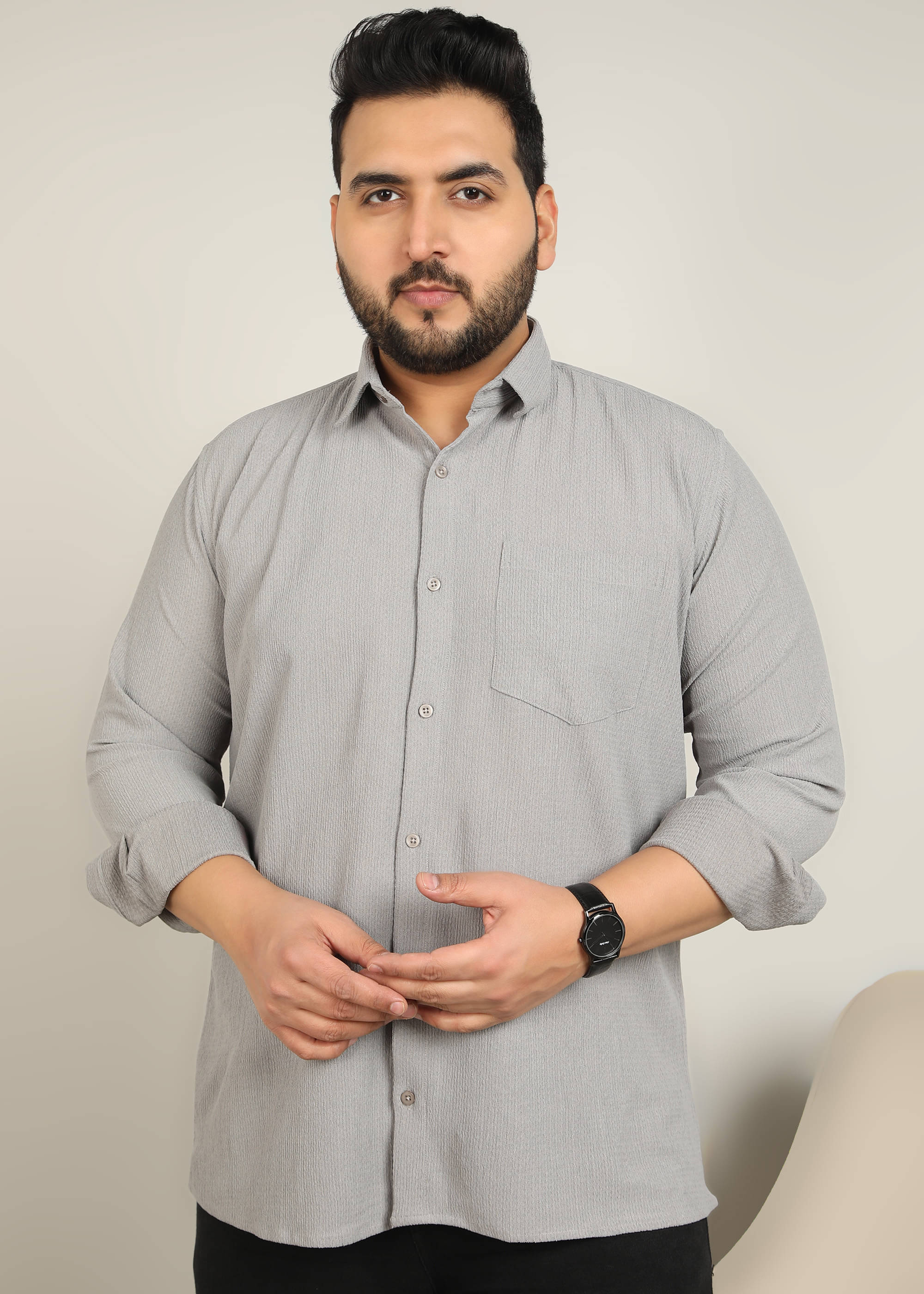     			adwynpeter 100% Cotton Regular Fit Self Design Full Sleeves Men's Casual Shirt - Grey ( Pack of 1 )