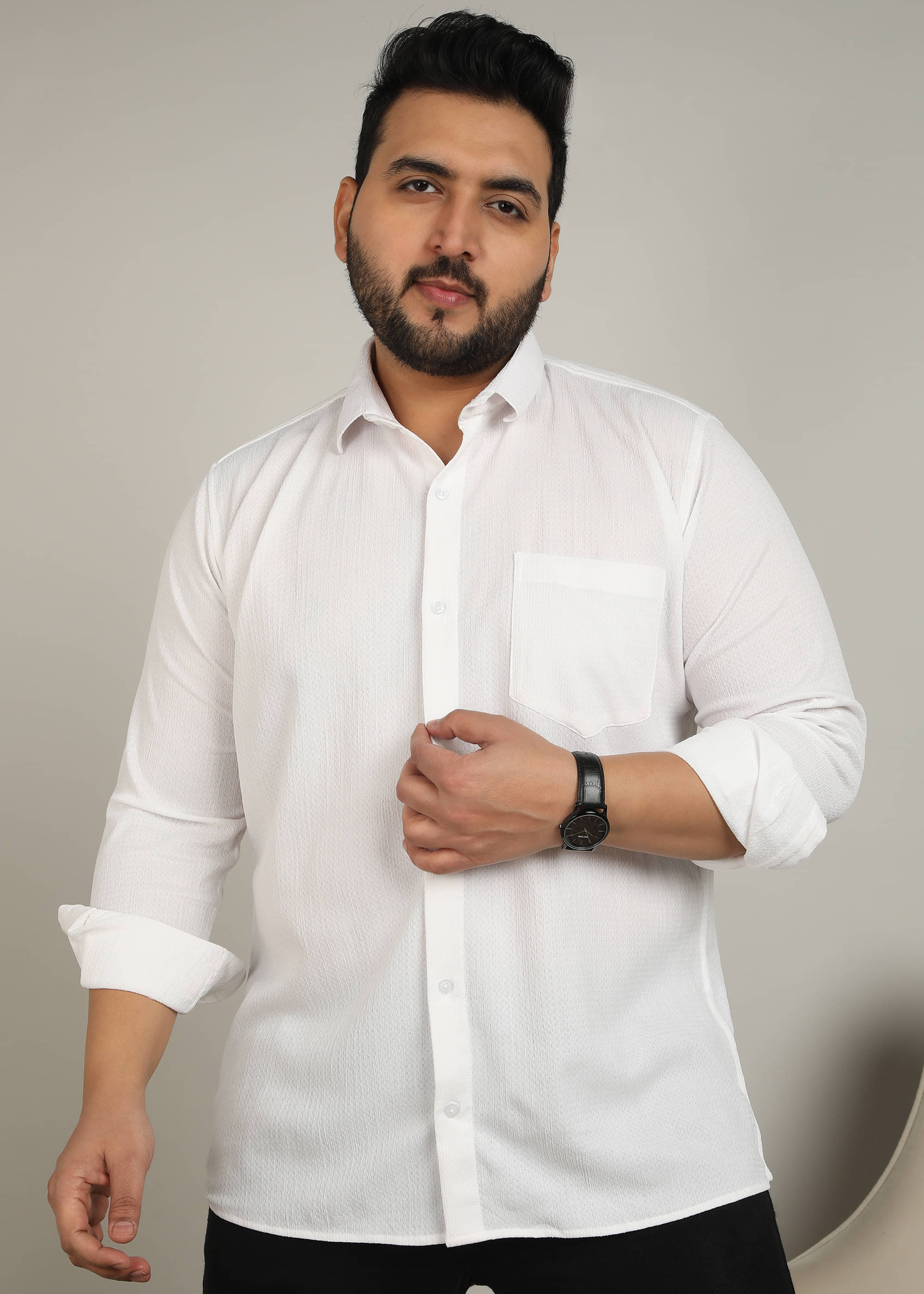     			adwynpeter 100% Cotton Regular Fit Self Design Full Sleeves Men's Casual Shirt - White ( Pack of 1 )