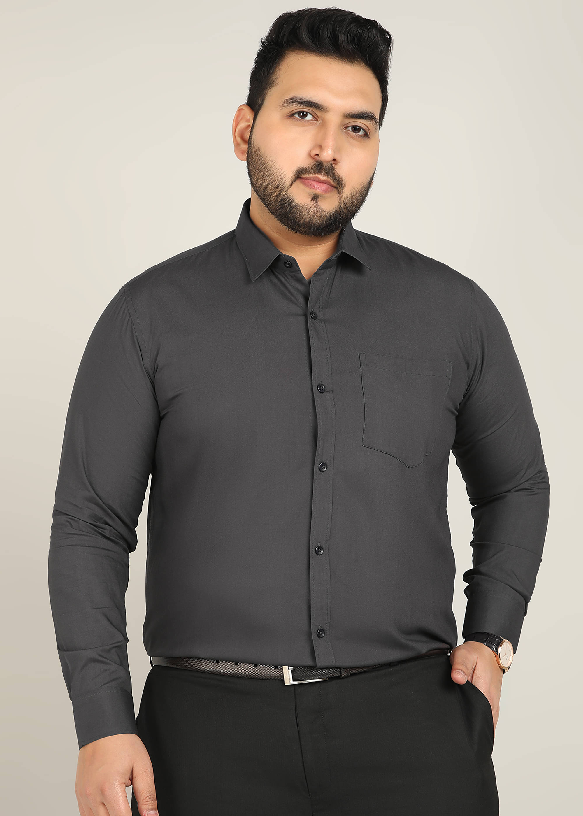     			adwynpeter 100% Cotton Regular Fit Solids Full Sleeves Men's Casual Shirt - Dark Grey ( Pack of 1 )