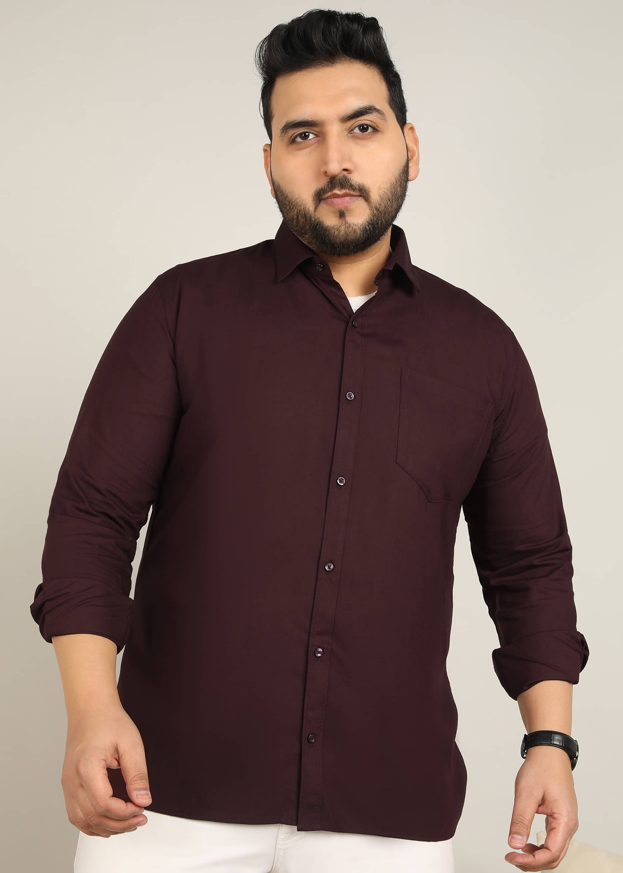 adwynpeter 100% Cotton Regular Fit Solids Full Sleeves Men's Casual Shirt - Wine ( Pack of 1 )