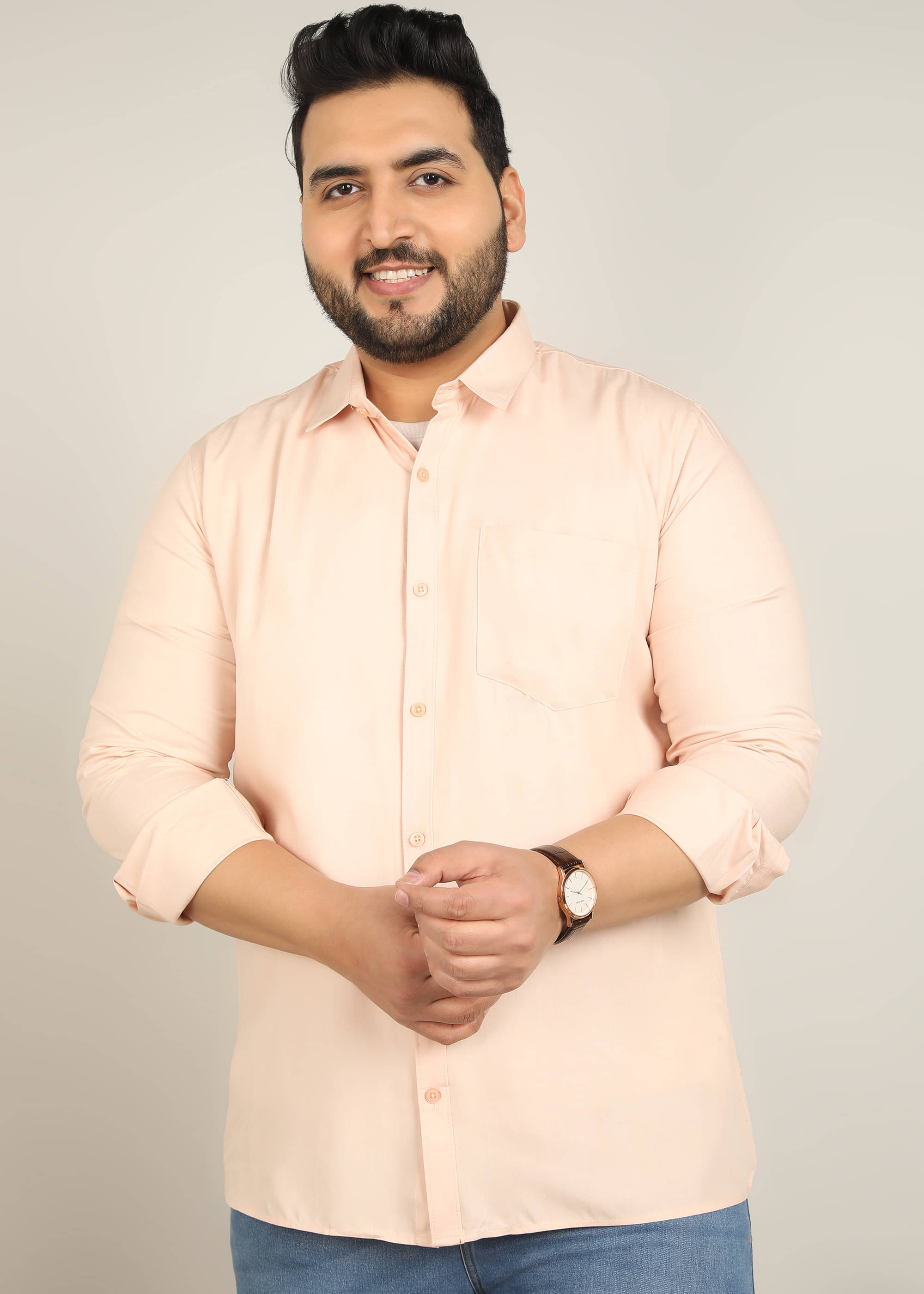     			adwynpeter 100% Cotton Regular Fit Solids Full Sleeves Men's Casual Shirt - Peach ( Pack of 1 )