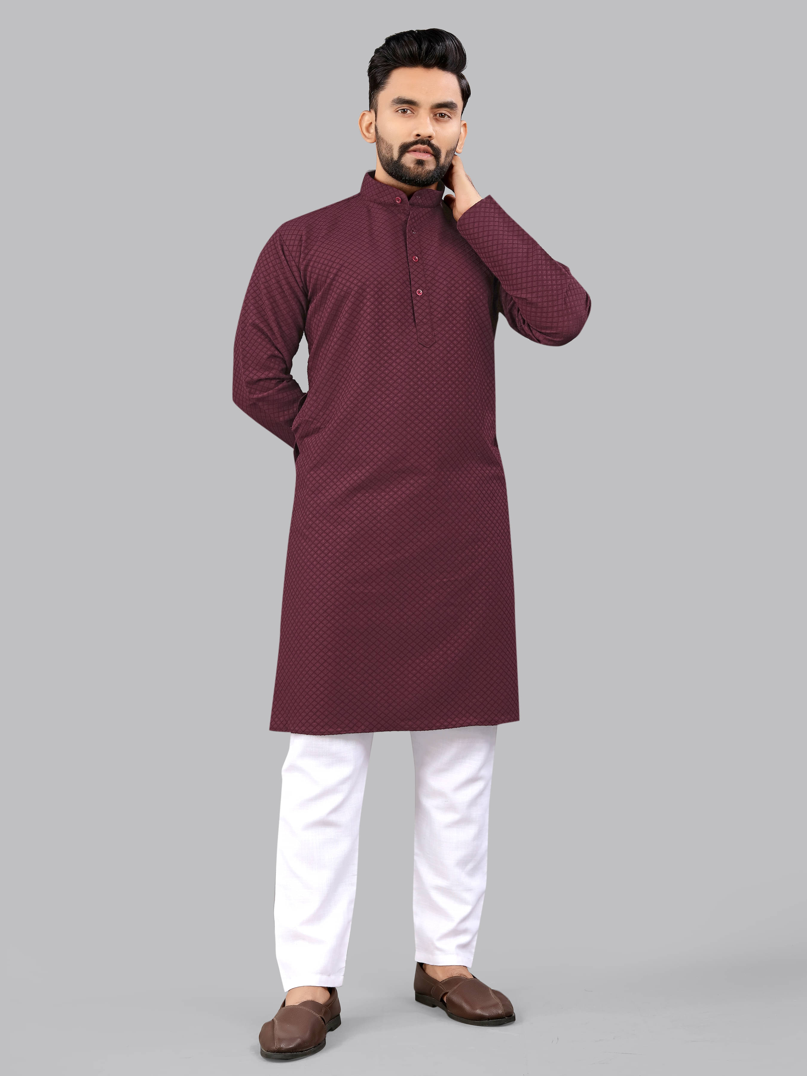 allan peter Maroon Cotton Blend Men's Regular Kurta ( Pack of 1 ) allan peter Maroon Cotton Blend Men's Regular Kurta ( Pack of 1 )
