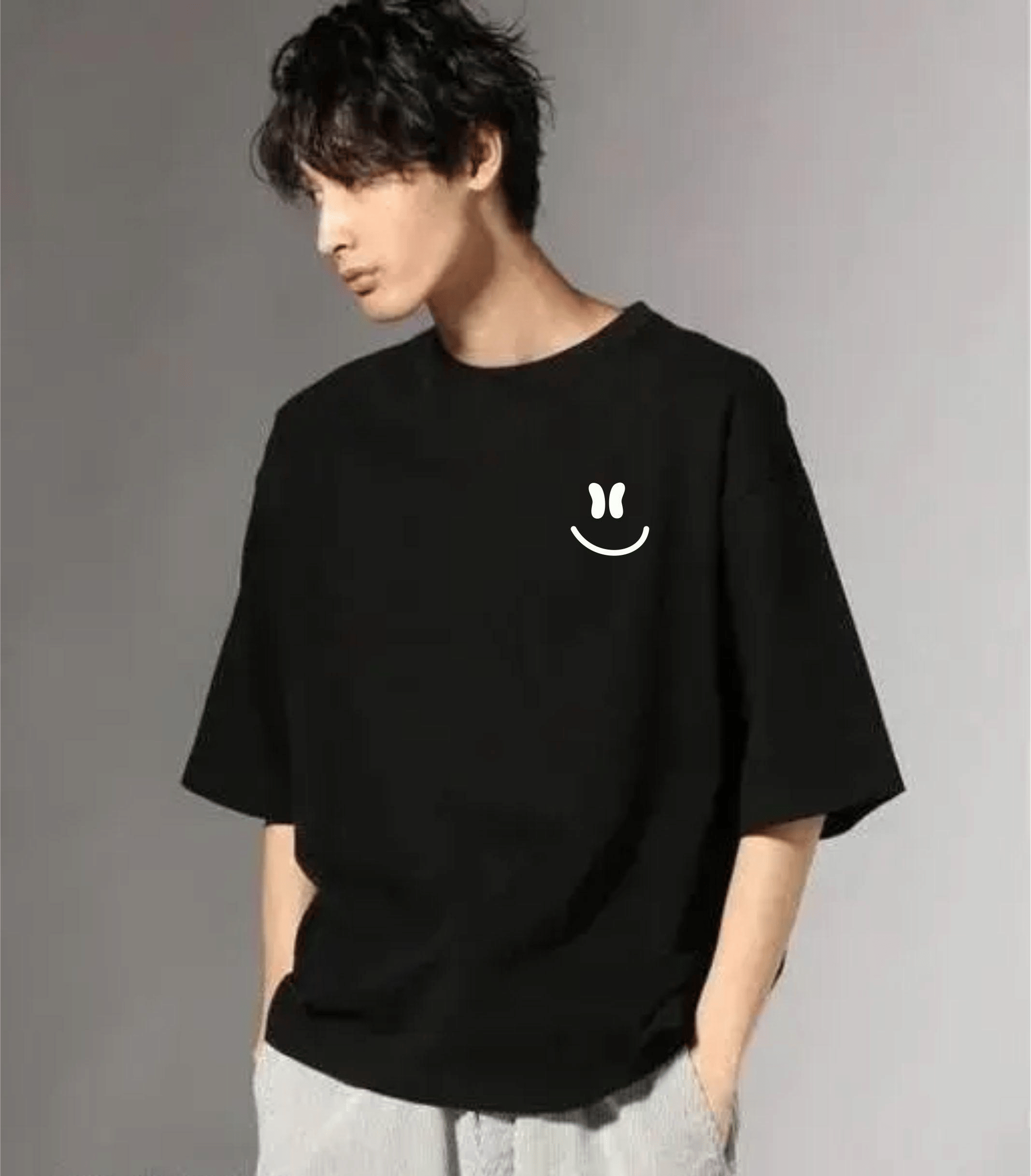 ekadravin Cotton Oversized Fit Printed Half Sleeves Men's Round T-Shirt - Black ( Pack of 1 )