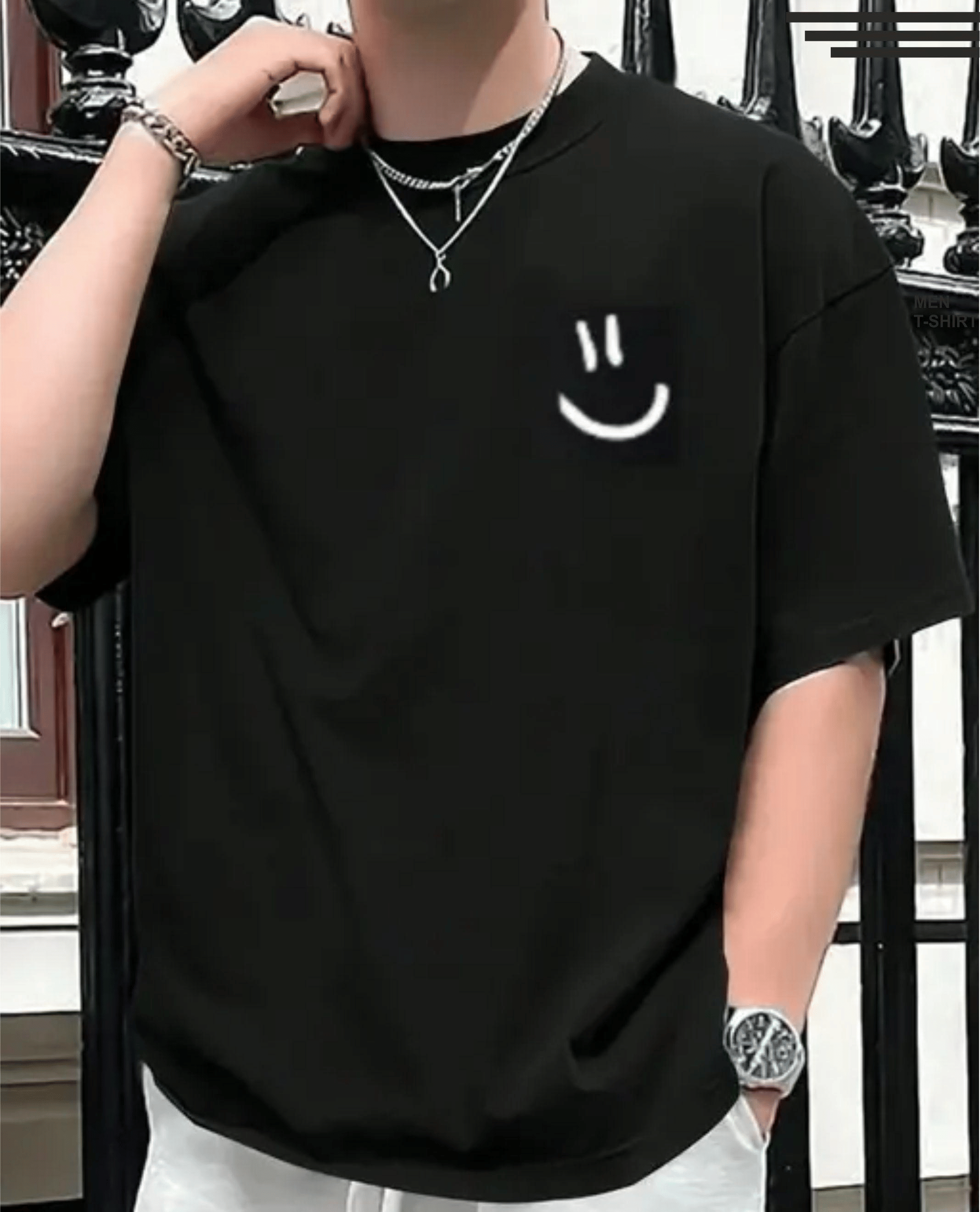 ekadravin Cotton Oversized Fit Printed Half Sleeves Men's Round T-Shirt - Black ( Pack of 1 )