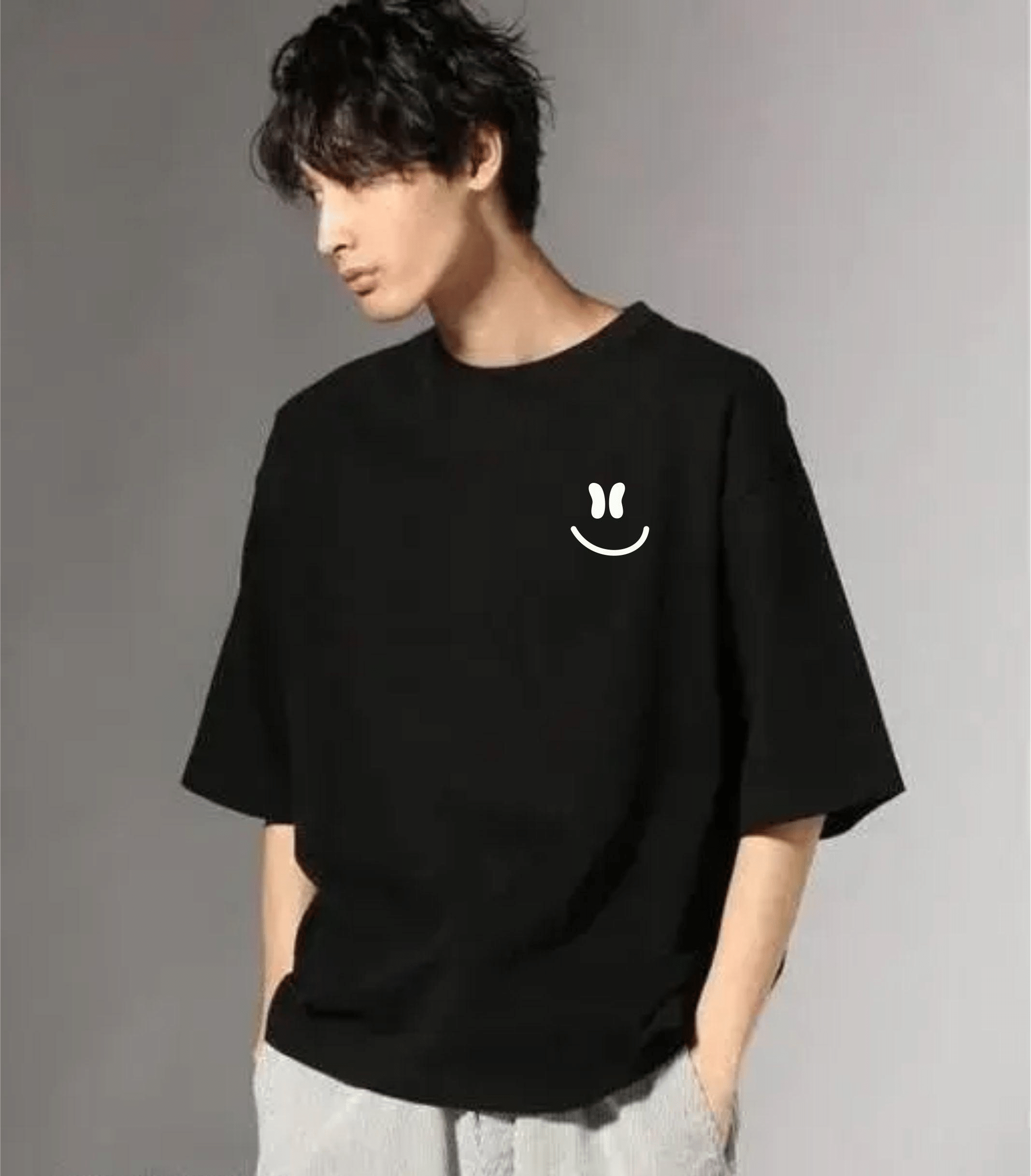     			ekadravin Cotton Oversized Fit Printed Half Sleeves Men's Round T-Shirt - Black ( Pack of 1 )