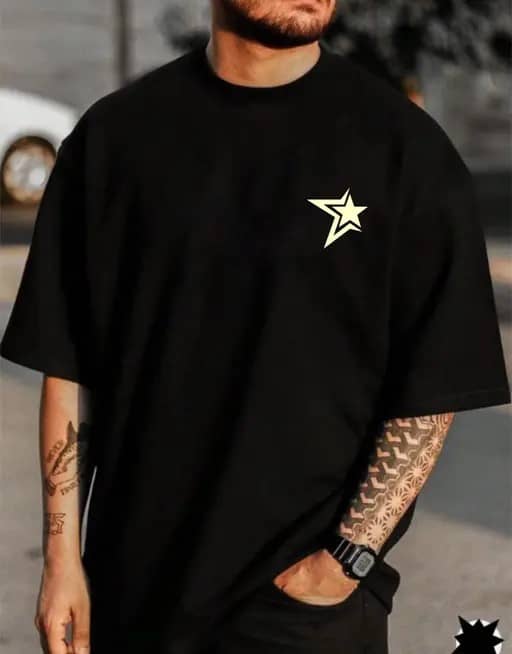 ekadravin Cotton Oversized Fit Printed Half Sleeves Men's Round T-Shirt - Black ( Pack of 1 )
