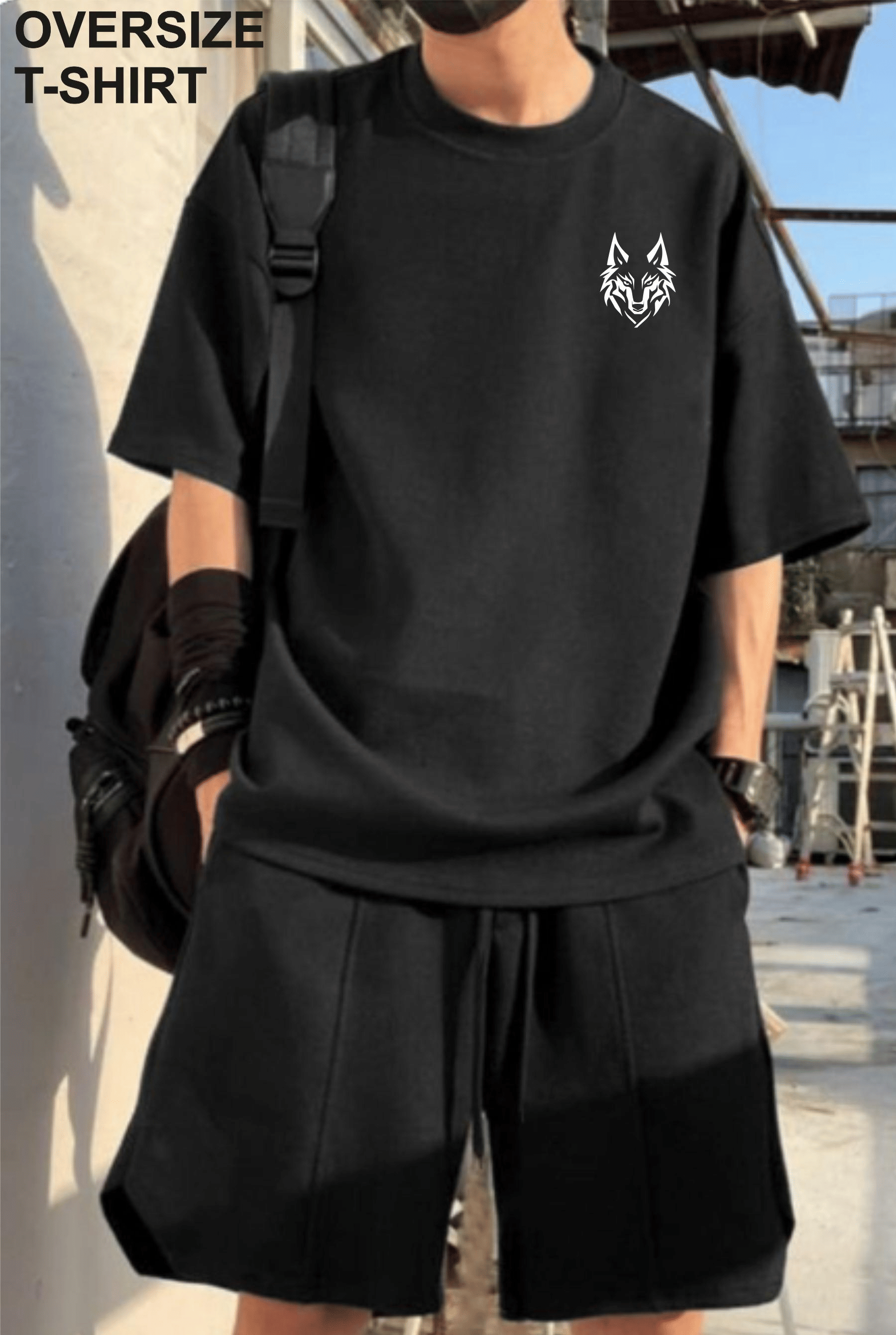 ekadravin Cotton Oversized Fit Printed Half Sleeves Men's Round T-Shirt - Black ( Pack of 1 )