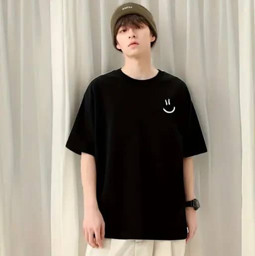 ekadravin Cotton Oversized Fit Printed Half Sleeves Men's Round T-Shirt - Black ( Pack of 1 )