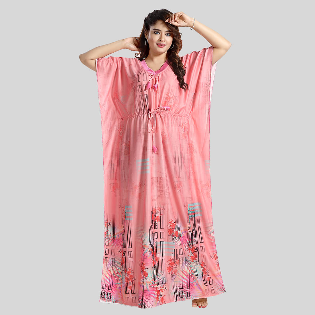     			Tasking Pink Satin Women's Nightwear Kaftan Night Dress ( Pack of 1 )