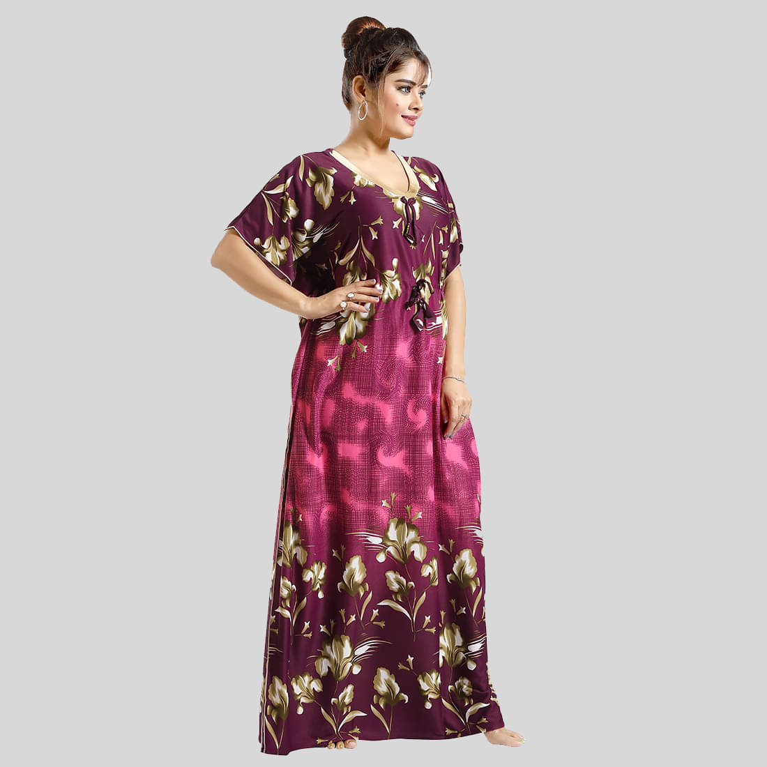     			Tasking Pink Satin Women's Nightwear Kaftan Night Dress ( Pack of 1 )