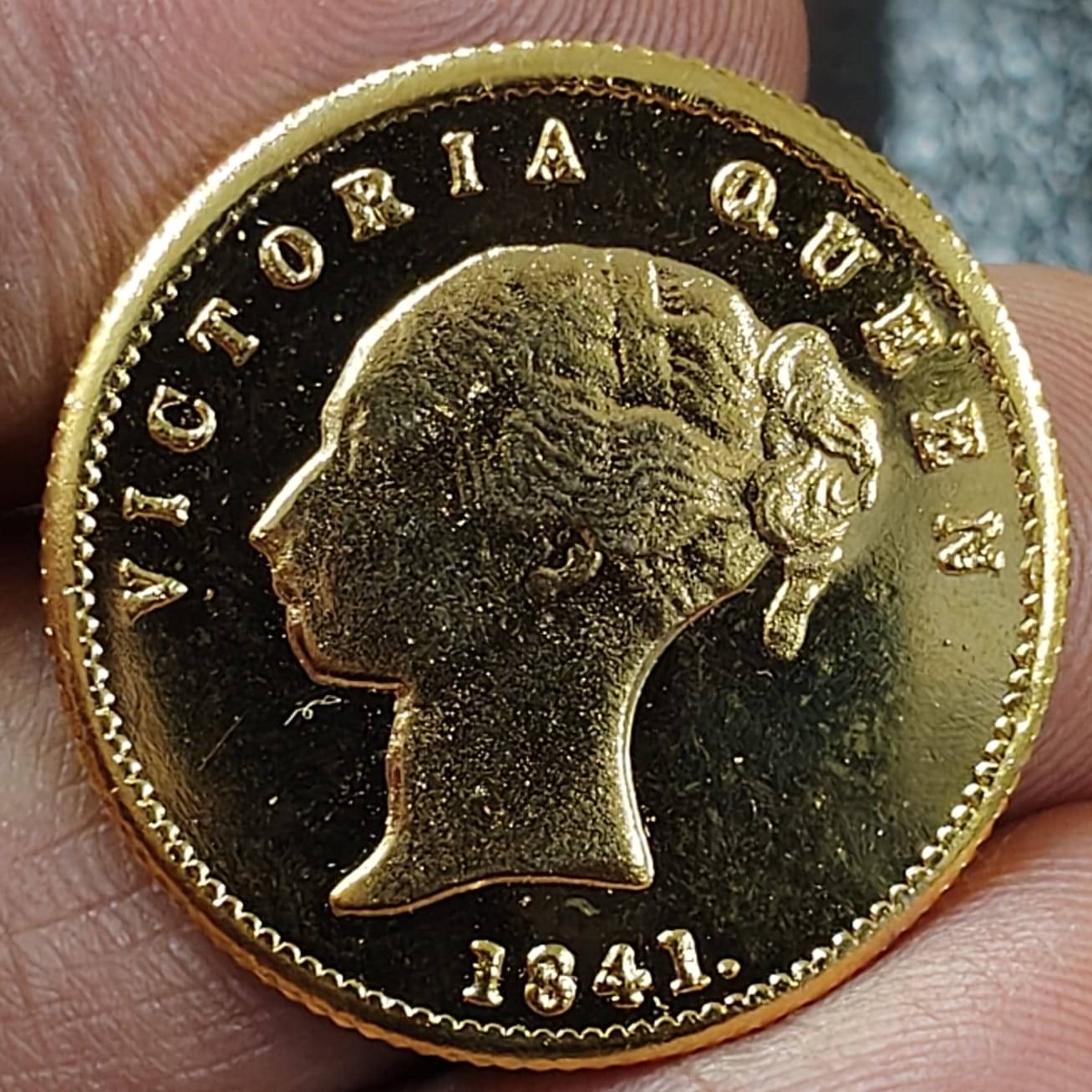 1841 ONE MOHUR CONTINUOUS LEGEND VICTORIA EXTREMELY RARE BRITISH-INDIA COIN 1841 ONE MOHUR CONTINUOUS LEGEND VICTORIA EXTREMELY RARE BRITISH-INDIA COIN
