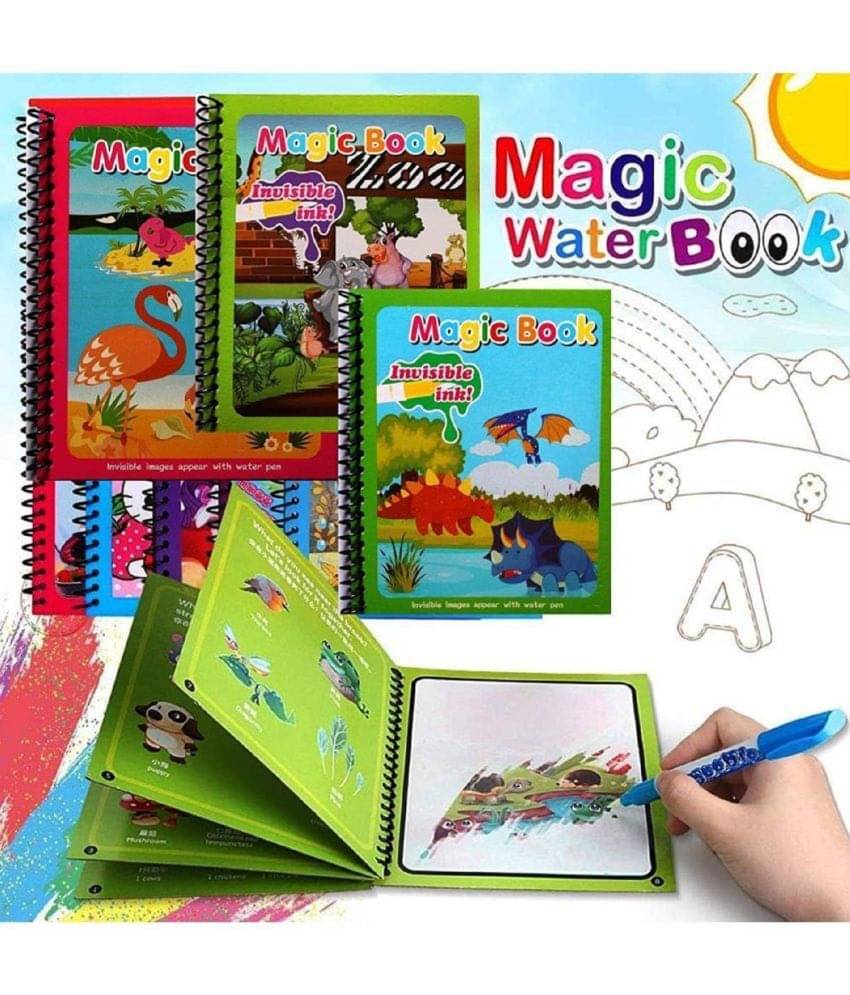 4Pc Water Coloring Books for Kids, Water Painting Drawing Book for Toddlers 2-10 Years 4Pc Water Coloring Books for Kids, Water Painting Drawing Book for Toddlers 2-10 Years