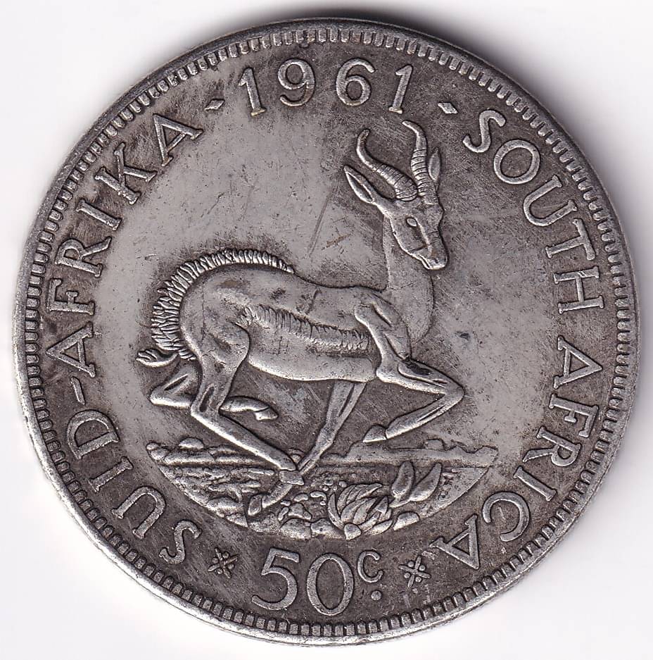     			50 Cent Big Old Size South Africa 1 Pcs Extremely Rare Coin