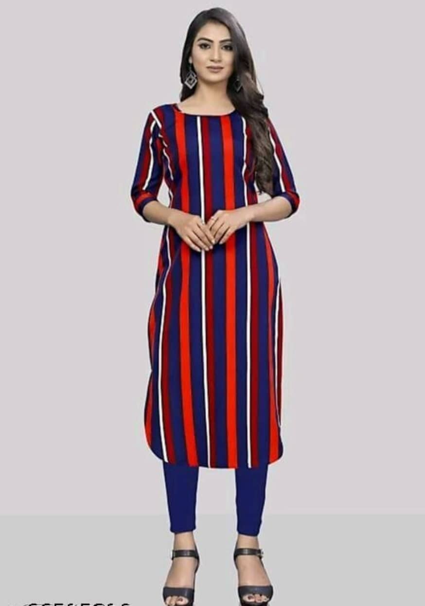 AK FASHION MALL Pack of 1 Crepe Printed Straight Women's Kurti - ( Multicolor ) - Kurtis, Tunics | Buy online on ZillyBuy