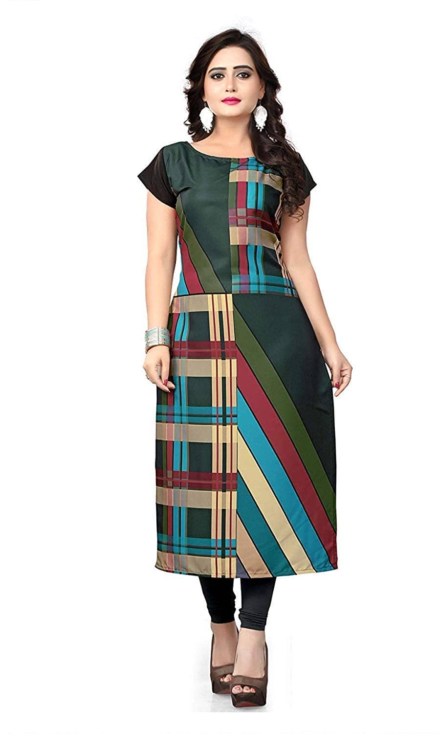 AK FASHION MALL Pack of 1 Crepe Printed Straight Women's Kurti - ( Multicolor ) - Kurtis, Tunics | Buy online on ZillyBuy