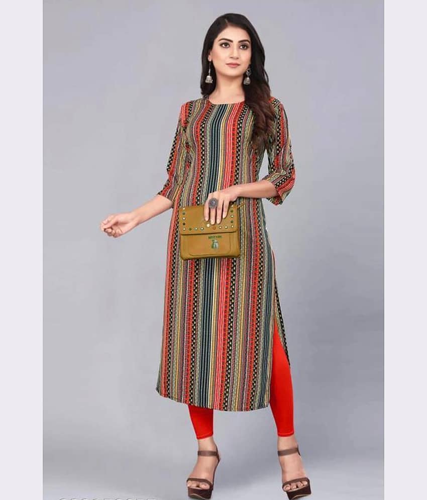 AK FASHION MALL Pack of 1 Crepe Printed Straight Women's Kurti - ( Multicolor ) - Kurtis, Tunics | Buy online on ZillyBuy