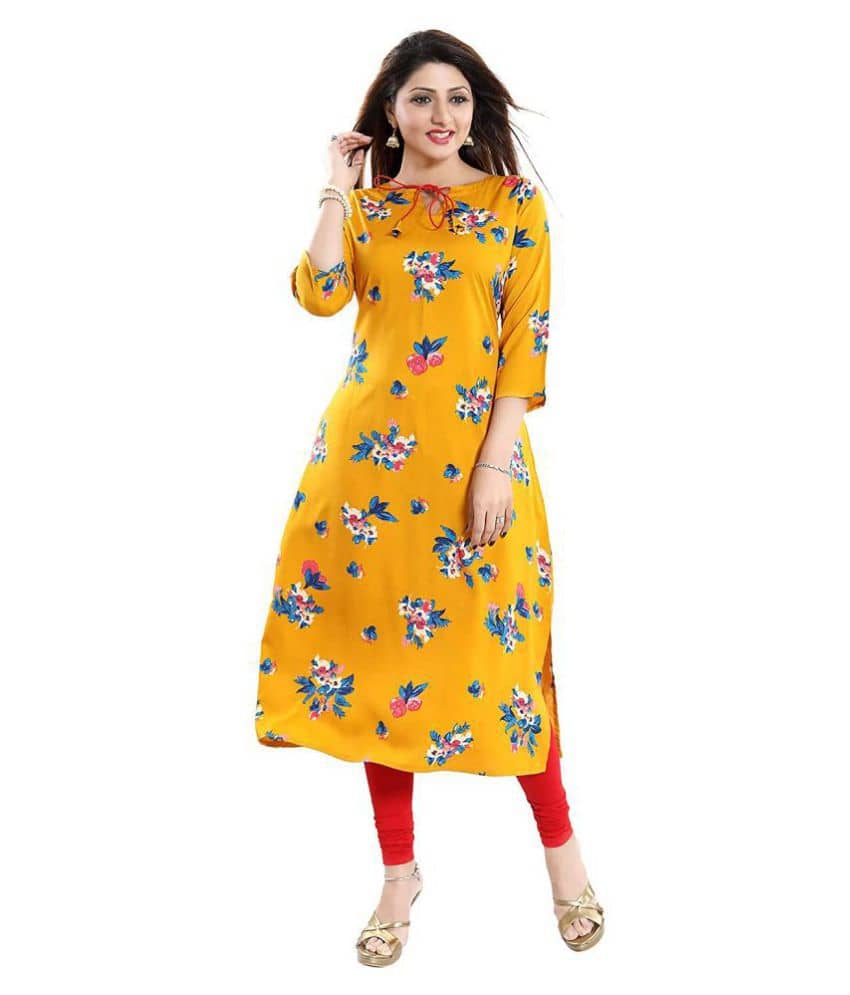 AK FASHION MALL Pack of 1 Crepe Printed Straight Women's Kurti - ( Multicolor ) - Kurtis, Tunics | Buy online on ZillyBuy
