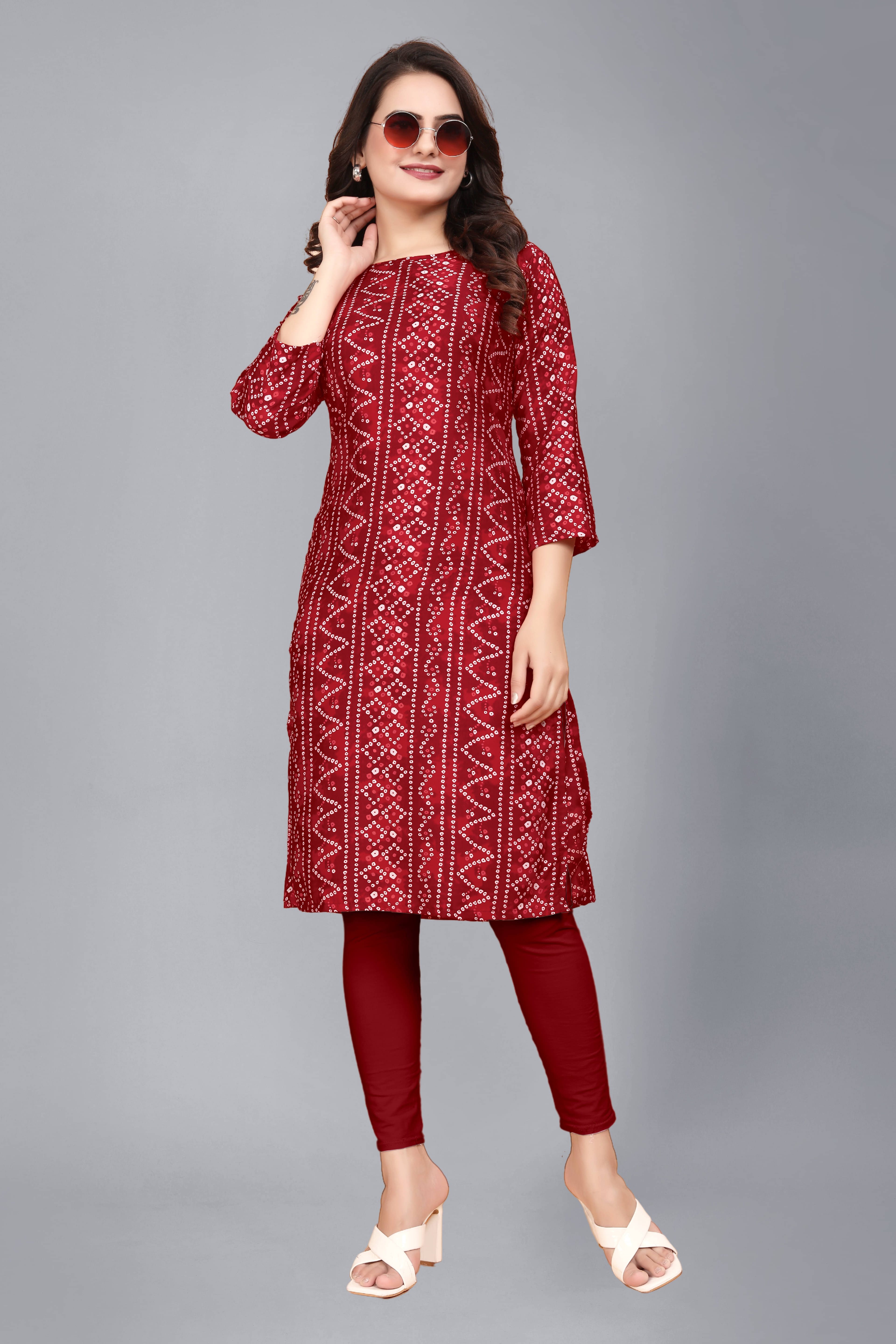     			AK FASHION MALL Pack of 1 Crepe Printed Straight Women's Kurti - ( Multicolor )
