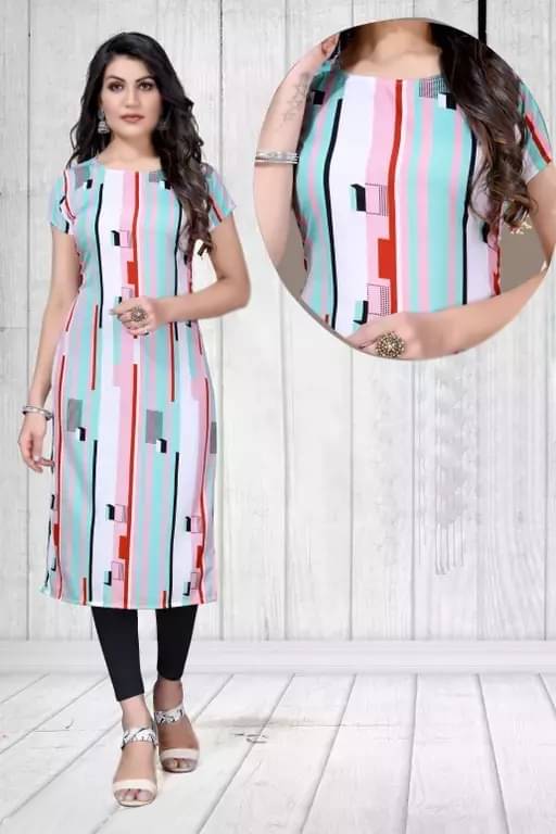     			AK FASHION MALL Pack of 1 Crepe Printed Straight Women's Kurti - ( Multicolor )