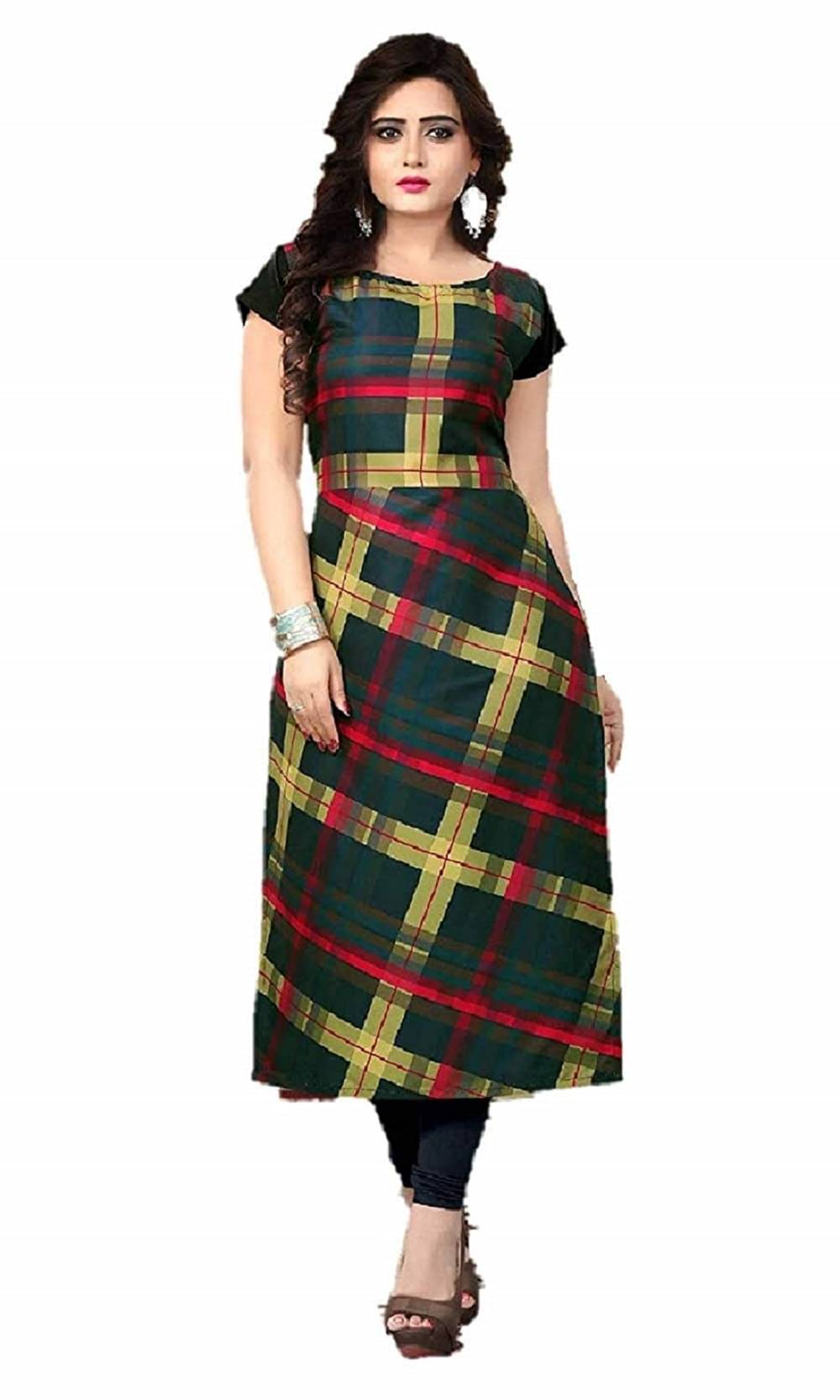     			AK FASHION MALL Pack of 1 Crepe Printed Straight Women's Kurti - ( Multicolor )