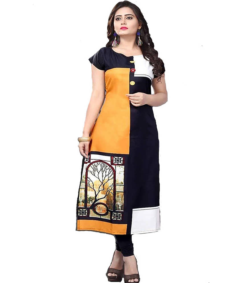 AK FASHION MALL Pack of 1 Crepe Printed Straight Women's Kurti - ( Multicolor ) - Kurtis, Tunics | Buy online on ZillyBuy