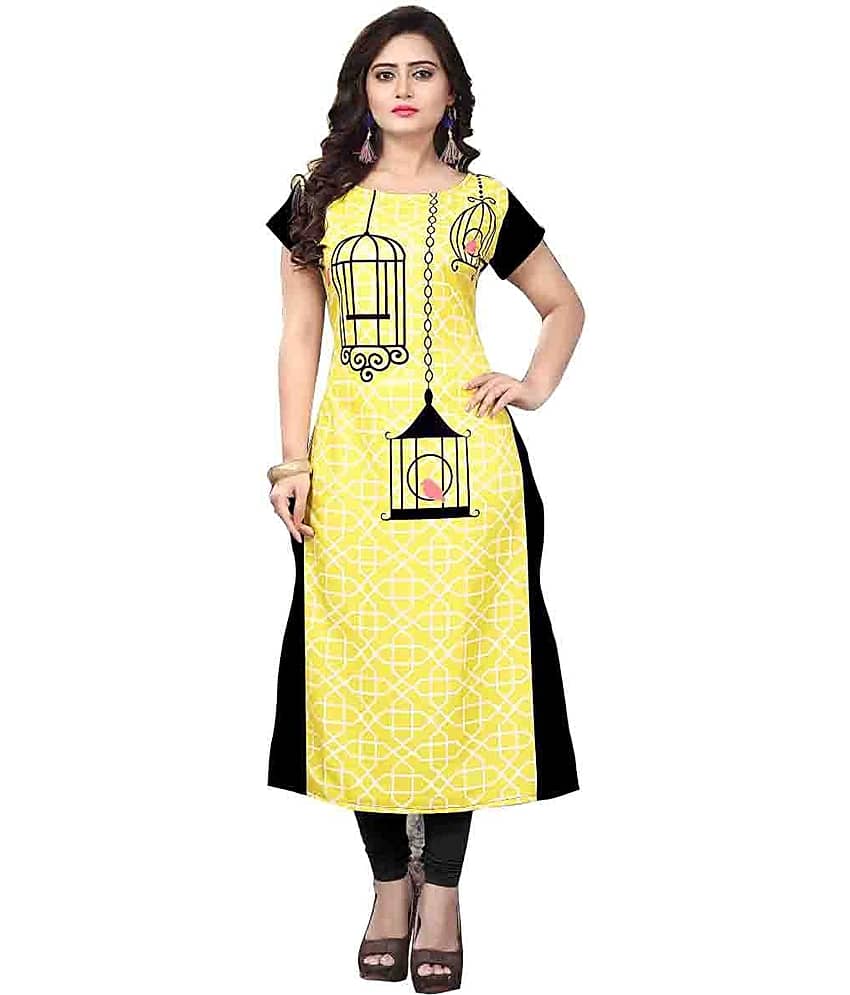 AK FASHION MALL Pack of 1 Crepe Printed Straight Women's Kurti - ( Multicolor ) - Kurtis, Tunics | Buy online on ZillyBuy