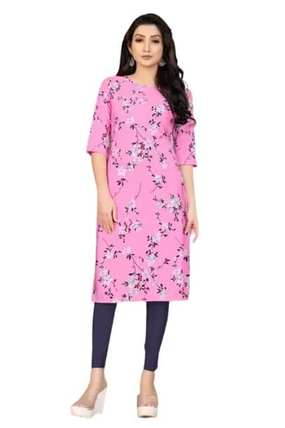 AK FASHION MALL Pack of 1 Crepe Printed Straight Women's Kurti - ( Multicolor ) - Kurtis, Tunics | Buy online on ZillyBuy