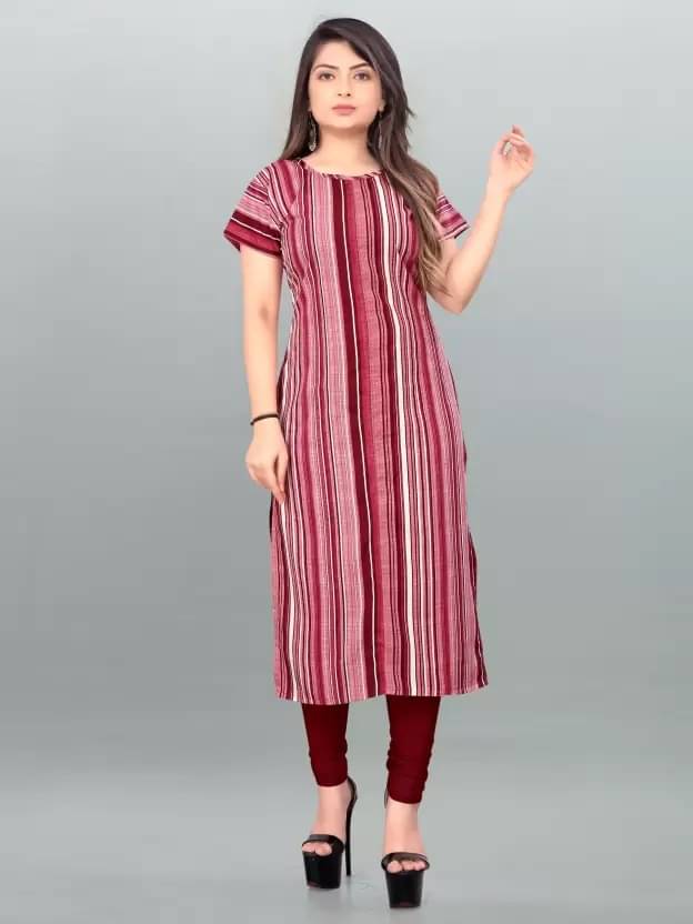 AK FASHION MALL Pack of 1 Crepe Printed Straight Women's Kurti - ( Multicolor )     			AK FASHION MALL Pack of 1 Crepe Printed Straight Women's Kurti - ( Multicolor )