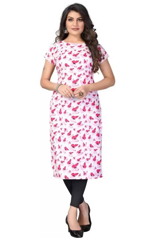 AK FASHION MALL Pack of 1 Crepe Printed Straight Women's Kurti - ( Multicolor ) - Kurtis, Tunics | Buy online on ZillyBuy