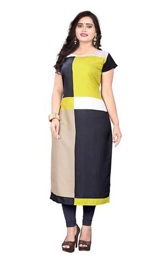 AK FASHION MALL Pack of 1 Crepe Printed Straight Women's Kurti - ( Multicolor ) - Kurtis, Tunics | Buy online on ZillyBuy
