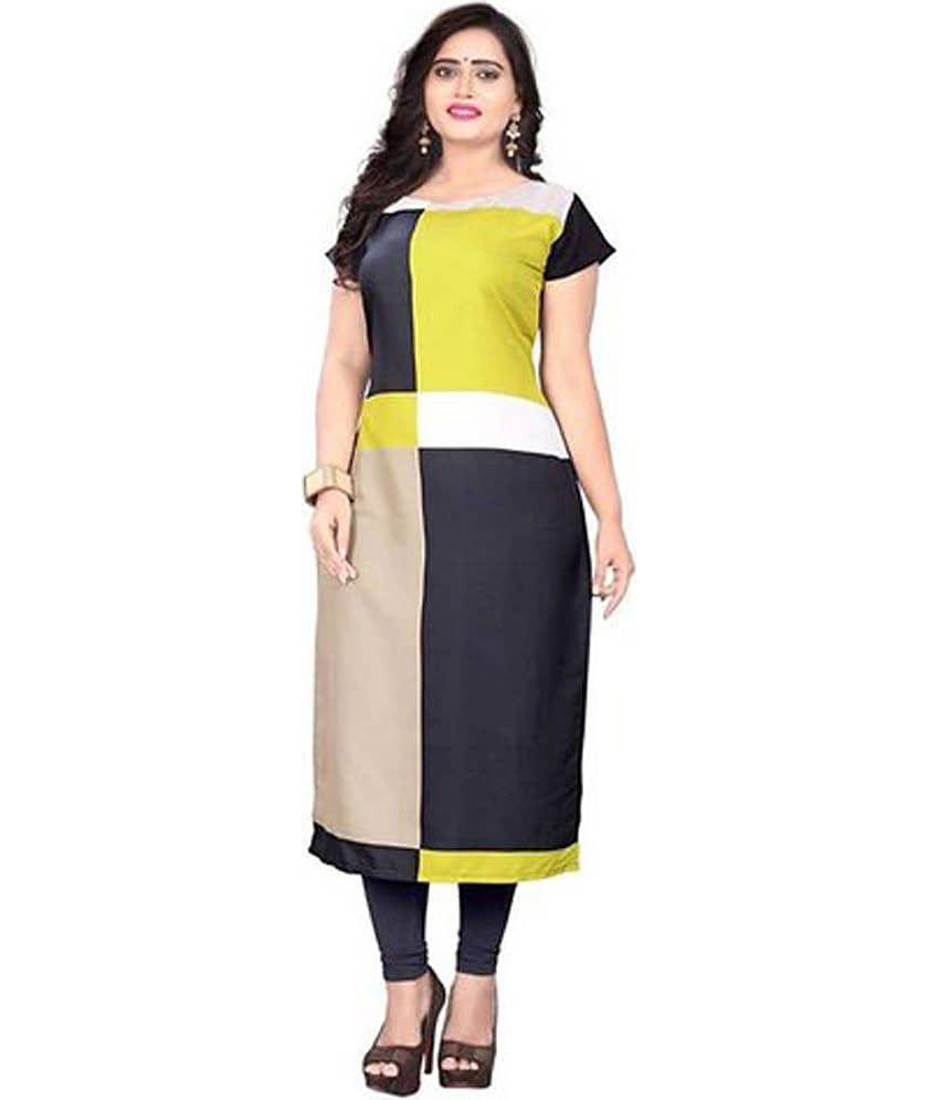 AK FASHION MALL Pack of 1 Crepe Printed Straight Women's Kurti - ( Multicolor ) - Kurtis, Tunics | Buy online on ZillyBuy