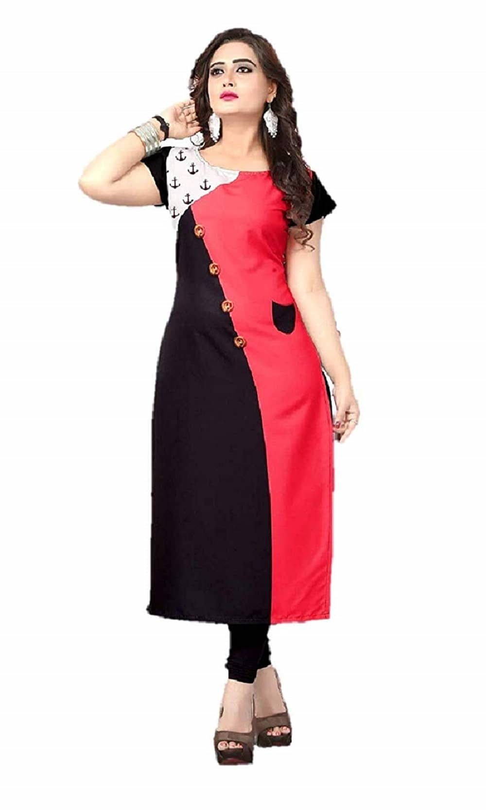 AK FASHION MALL Pack of 1 Crepe Printed Straight Women's Kurti - ( Multicolor ) - Kurtis, Tunics | Buy online on ZillyBuy