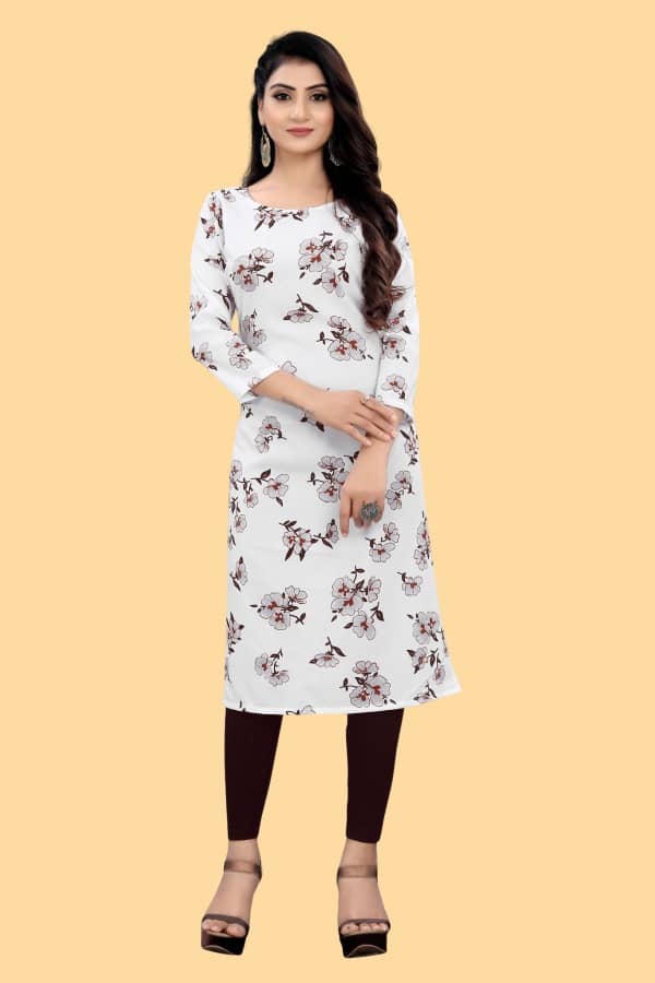 AK FASHION MALL Pack of 1 Crepe Printed Straight Women's Kurti - ( Multicolor ) - Kurtis, Tunics | Buy online on ZillyBuy