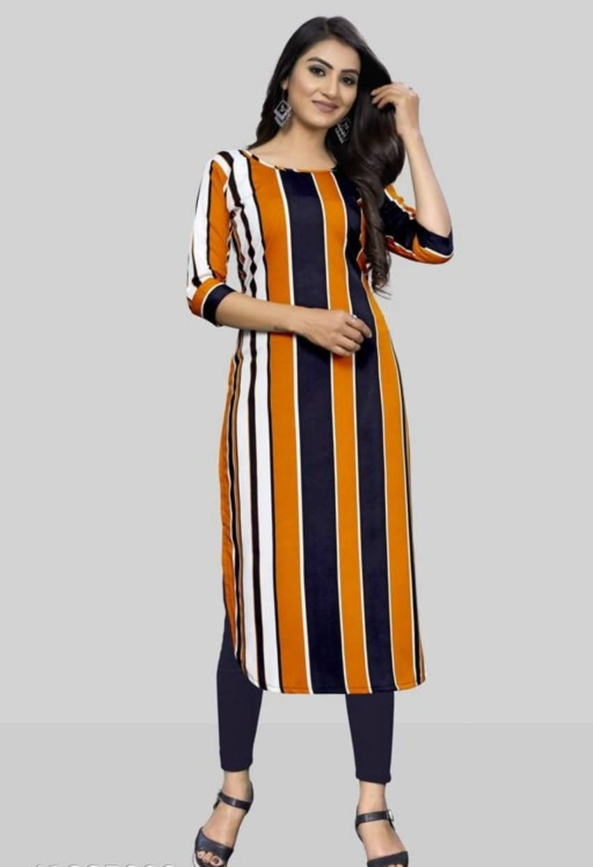 AK FASHION MALL Pack of 1 Crepe Printed Straight Women's Kurti - ( Multicolor ) - Kurtis, Tunics | Buy online on ZillyBuy