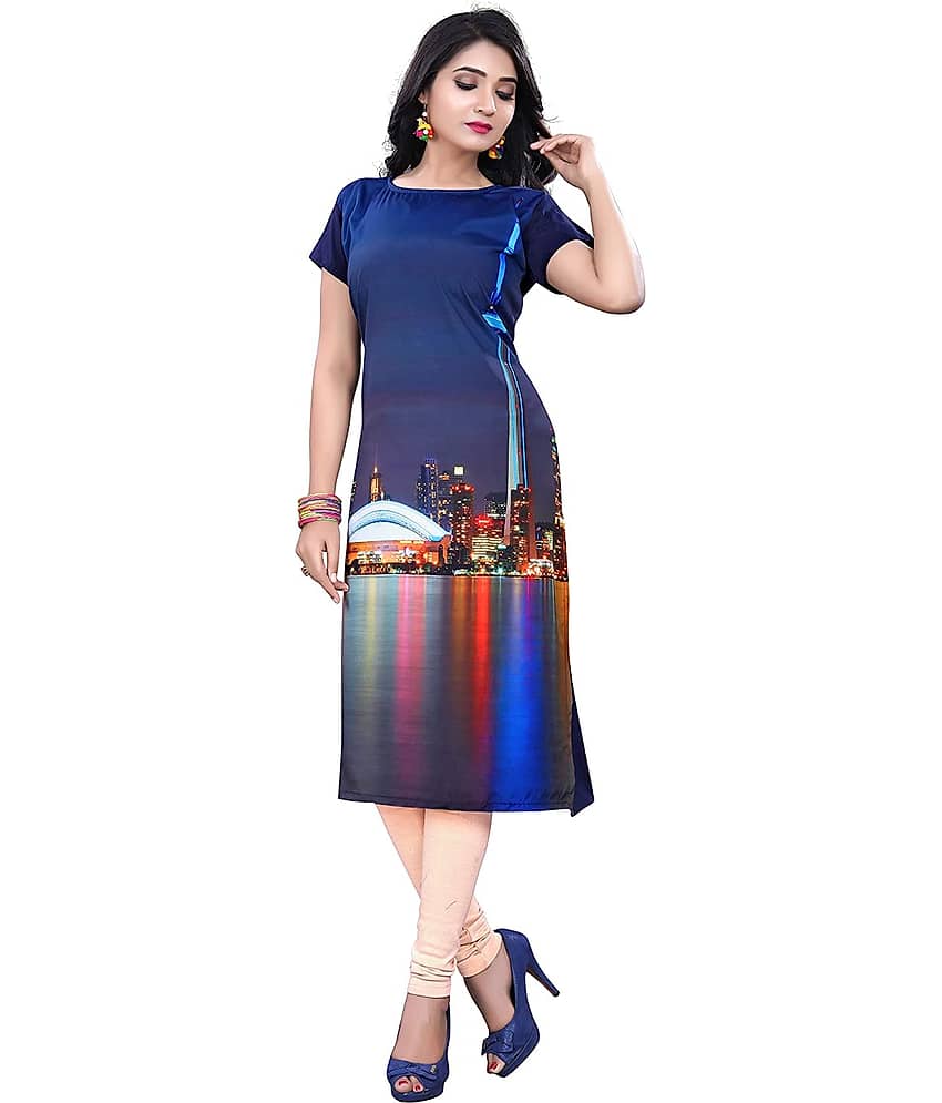 AK FASHION MALL Pack of 1 Crepe Printed Straight Women's Kurti - ( Multicolor ) - Kurtis, Tunics | Buy online on ZillyBuy
