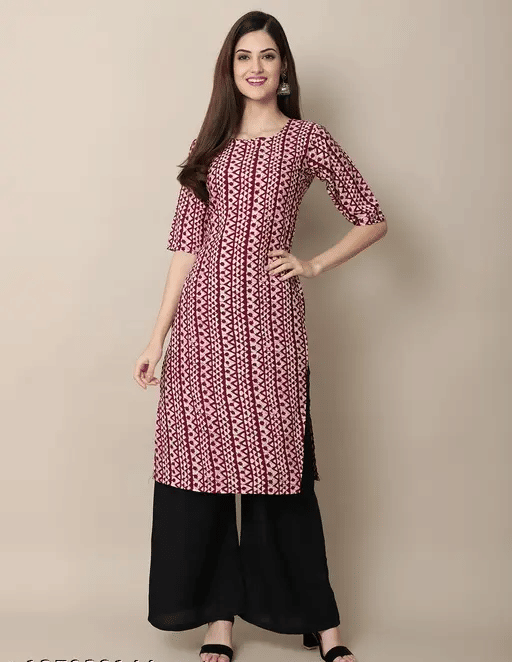 AK FASHION MALL Pack of 1 Crepe Printed Straight Women's Kurti - ( Multicolor ) - Kurtis, Tunics | Buy online on ZillyBuy